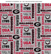 University of Georgia Bulldogs Heather Verbiage Fleece Fabric Remnants