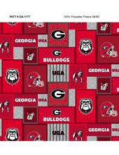 University of Georgia Bulldogs College Patch Fleece Fabric Remnants
