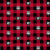 University of Georgia Bulldogs Buffalo Plaid Fleece Fabric Remnants