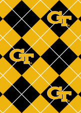 Georgia Tech Yellow Jackets Argyle Fleece Fabric Remnants