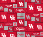 University of Houston Cougars College Patch Fleece Fabric Remnants