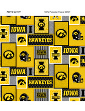 University of Iowa Hawkeyes College Patch Fleece Fabric Remnants