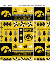 University of Iowa Hawkeyes Holiday Sweater Fleece Fabric Remnants