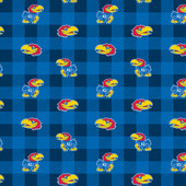 University of Kansas Jayhawks Buffalo Plaid Fleece Fabric Remnants