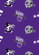 Kansas State University Wildcats All Over Fleece Fabric Remnants