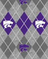 Kansas State University Wildcats Heather Argyle Fleece Fabric Remnants