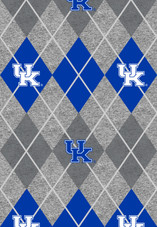 University of Kentucky Wildcats Heather Argyle Fleece Fabric Remnants