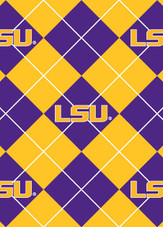 Louisiana State University LSU Tigers Argyle Fleece Fabric Remnants