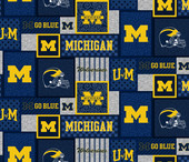 University of Michigan Wolverines College Patch Fleece Fabric Remnants