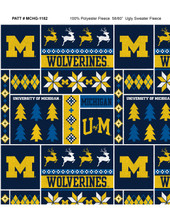University of Michigan Wolverines Holiday Sweater Fleece Fabric Remnants