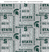 Michigan State University Spartans Heather Verbiage Fleece Fabric Remnants