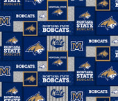 Montana State University Bobcats College Patch Fleece Fabric Remnants