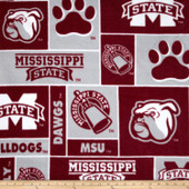 Mississippi State University Bulldogs Geometric Fleece Fabric Remnants