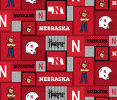 University of Nebraska Cornhuskers College Patch Fleece Fabric Remnants