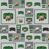 Ohio University Bobcats Grey Block Fleece Fabric Remnants