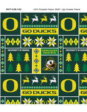 University of Oregon Ducks Holiday Sweater Fleece Fabric Remnants