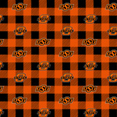 Oklahoma State University OSU Cowboys Buffalo Plaid Fleece Fabric Remnants