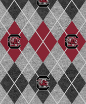 University of South Carolina Gamecocks Heather Argyle Fleece Fabric Remnants