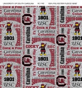 University of South Carolina Gamecocks Heather Verbiage Fleece Fabric Remnants