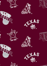 Texas A&M Aggies All Over Fleece Fabric Remnants