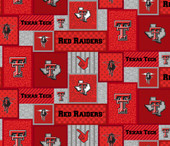 Texas Tech University Red Raiders College Patch Fleece Fabric Remnants