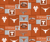 University of Texas Longhorns College Patch Fleece Fabric Remnants