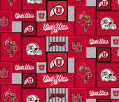 University of Utah Utes College Patch Fleece Fabric Remnants