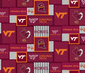 Virginia Tech Hokies College Patch Fleece Fabric Remnants