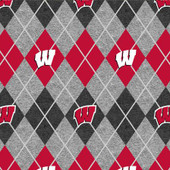 University of Wisconsin Badgers Heather Argyle Fleece Fabric Remnants