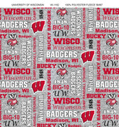University of Wisconsin Badgers Heather Verbiage Fleece Fabric Remnants