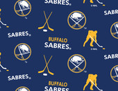 Buffalo Sabers Classic All Over NHL Fleece Fabric Remnants