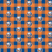 New York Islanders Buffalo Plaid NHL Fleece Fabric Remnants