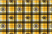 Boston Bruins Plaid NHL Fleece Fabric Remnants