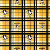 Pittsburgh Penguins Plaid NHL Fleece Fabric Remnants