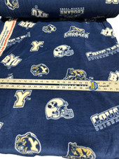 Brigham Young University Allover Design Fleece Fabric-Sold by the Yard