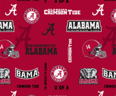 University of Alabama Crimson Tide All Over Fleece Fabric Remnants