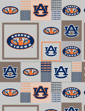 Auburn University Tigers Grey Block Fleece Fabric Remnants