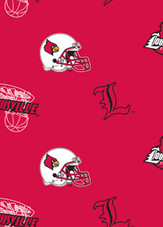 University of Louisville Cardinals All Over Fleece Fabric Remnants