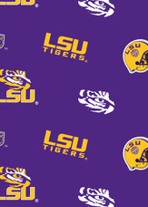 Louisiana State University LSU Tigers All Over Fleece Fabric Remnants