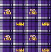 Louisiana State University LSU Tigers Plaid Fleece Fabric Remnants