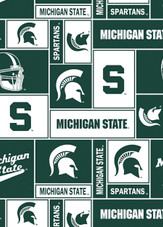 Michigan State University Spartans Geometric Fleece Fabric Remnants