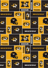 University of Missouri Tigers Geometric Fleece Fabric Remnants