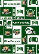 Ohio University Bobcats Geometric Fleece Fabric Remnants