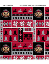 Ohio State University Buckeyes Christmas Fleece Fabric Remnants