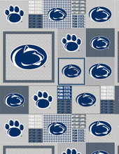 Penn State Nittany Lions Grey Block Fleece Fabric Remnants