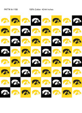 University of Iowa Hawkeyes Cotton Fabric with Collegiate Check Print or Matching Solid Cotton Fabrics