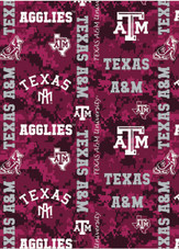 Texas A&M Aggies Digi Camo Fleece Fabric Remnants