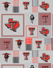 Texas Tech University Red Raiders Grey Block Fleece Fabric Remnants