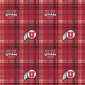 University of Utah Utes Plaid Fleece Fabric Remnants