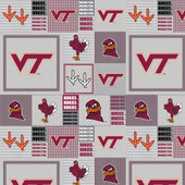 Virginia Tech Hokies Grey Block Fleece Fabric Remnants